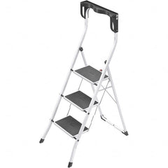 Hailo - 3 Steps, 4' 3" High, EN14183 Rating, Tubular Steel Step Ladder - 330 Lb Capacity, 18-29/32" Base Width - Exact Tooling