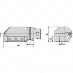 Kennametal - Left Hand Cut, KM4X63 Modular Connection, Square Shank Lathe Modular Clamping Unit - 31.95mm Square Shank Length, 63mm Square Shank Diam, 171.95mm OAL, Through Coolant, Series KM4X63 - Exact Tooling