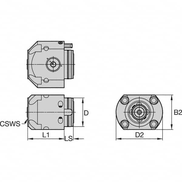 Kennametal - Neutral Cut, KM4X63 Modular Connection, Adapter/Mount Lathe Modular Clamping Unit - 20mm Square Shank Length, 63mm Square Shank Diam, 100mm OAL, Through Coolant, Series KM4X63 - Exact Tooling