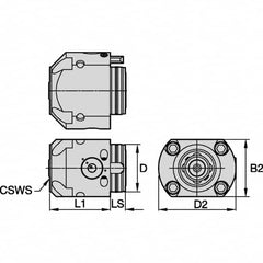 Kennametal - Neutral Cut, KM4X63 Modular Connection, Adapter/Mount Lathe Modular Clamping Unit - 20mm Square Shank Length, 63mm Square Shank Diam, 100mm OAL, Through Coolant, Series KM4X63 - Exact Tooling