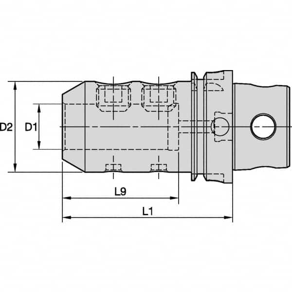 Kennametal - KM4X63 2-1/2" Shank Diam Taper Shank 1-1/4" Hole End Mill Holder/Adapter - 2-1/2" Nose Diam, 4-1/4" Projection, Through Coolant - Exact Tooling