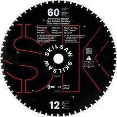 Skilsaw - 12" Diam, 1" Arbor Hole Diam, 60 Tooth Wet & Dry Cut Saw Blade - Carbide-Tipped, Cutoff Action, Standard Round Arbor - Exact Tooling