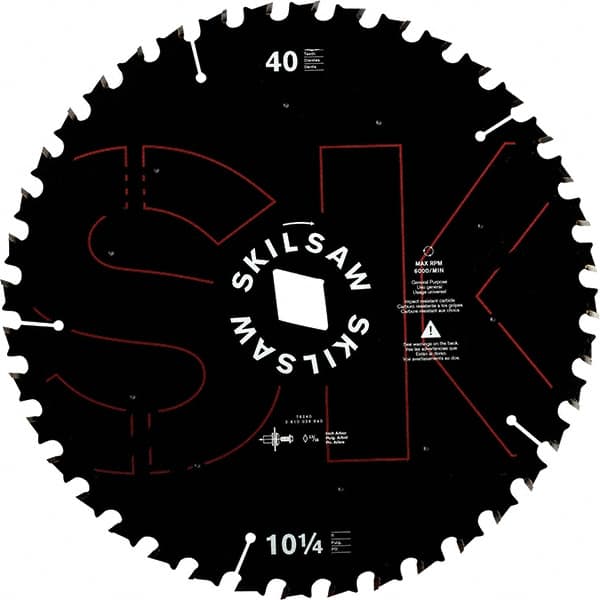 Skilsaw - 10-1/4" Diam, 1" Arbor Hole Diam, 40 Tooth Wet & Dry Cut Saw Blade - Cermet-Tipped, Cutoff Action, Diamond Arbor - Exact Tooling