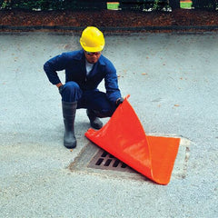 UltraTech - 3-1/2' Long x 35' Wide, Polyurethane/Mesh Drain Seal - Orange, Use for Spill Response - Exact Tooling