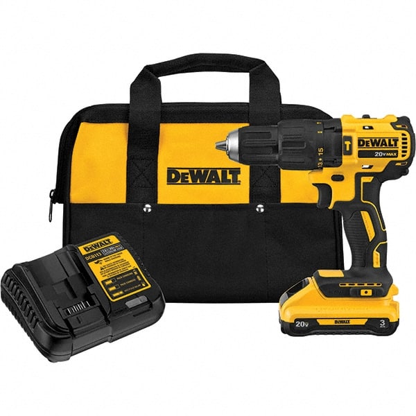 DeWALT - 20 Volt 1/2" Keyless Chuck Cordless Hammer Drill - 29750 BPM, 0 to 250 RPM - Exact Tooling
