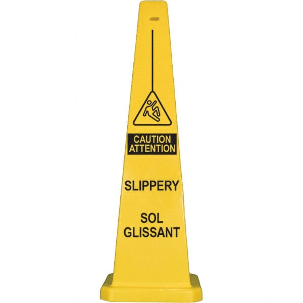 PRO-SAFE - Wet Floor, 12" Wide x 36" High, Polypropylene Cone Floor Sign - Exact Tooling