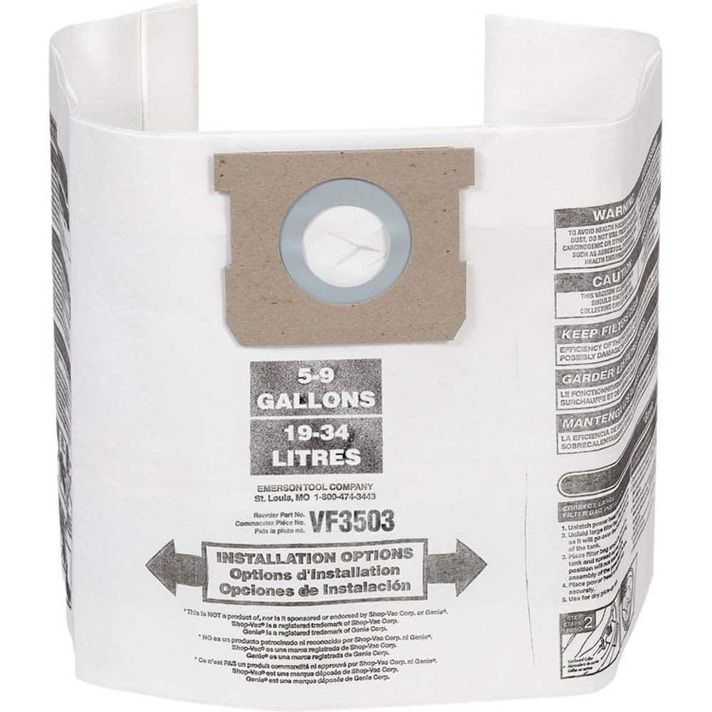 Ridgid - Vacuum Cleaner Bags Bag Type: Dust Collection Bag Vacuum Tank Capacity: 10.00 Gal - Exact Tooling