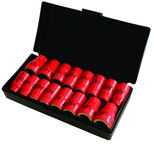 Insulated 3/8" Drive Inch & Metric Socket Set 5/16"-3/4" and 8.0mm - 19mm Sockets in Storage Box. 16 Pc Set - Exact Tooling