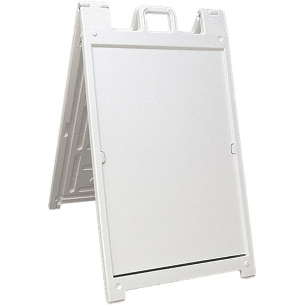 NMC - 24" Wide x 36" High Sign Compatiblity, Rigid Plastic Square Floor Sign Holder - White, 45" Holder Height - Exact Tooling