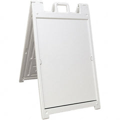 NMC - 24" Wide x 36" High Sign Compatiblity, Rigid Plastic Square Floor Sign Holder - White, 45" Holder Height - Exact Tooling