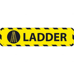 NMC - Ladder, Anti-Skid Pressure-Sensitive Vinyl Floor Sign - Rectangle, Black on Yellow, Adhesive Backed, For Restroom, Janitorial & Housekeeping - Exact Tooling