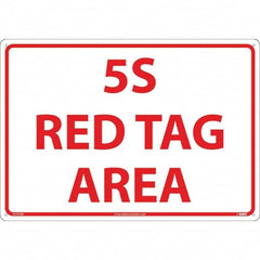 NMC - "5S Red Tag Area", 14" Long x 20" Wide, Rigid Plastic Safety Sign - Rectangular, Use for Workplace/Safety - Exact Tooling