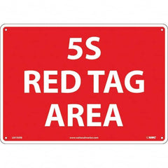 NMC - "5S Red Tag Area", 10" Long x 14" Wide, Rigid Plastic Safety Sign - Rectangular, Use for Workplace/Safety - Exact Tooling