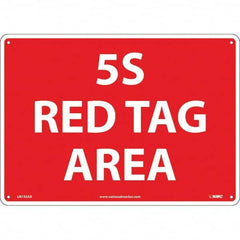 NMC - "5S Red Tag Area", 10" Long x 14" Wide, Aluminum Safety Sign - Rectangular, Use for Workplace/Safety - Exact Tooling