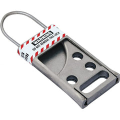 NMC - Single Jaw, 2" Jaw Diam, 6 PadLocks, Stainless Steel Lockout Hasp - Slide, 3-1/2" Long x 2-1/2" Wide, Gray - Exact Tooling