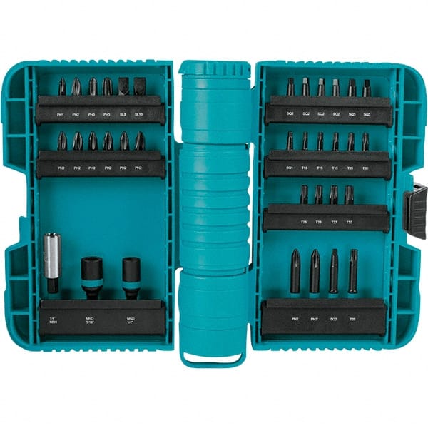 Makita - Power Bit, Insert Bit & Nut Driver Set - 1/4" Hex, #2, 1/4" Drive, Phillips, Slotted, Torx, Square Point - Exact Tooling