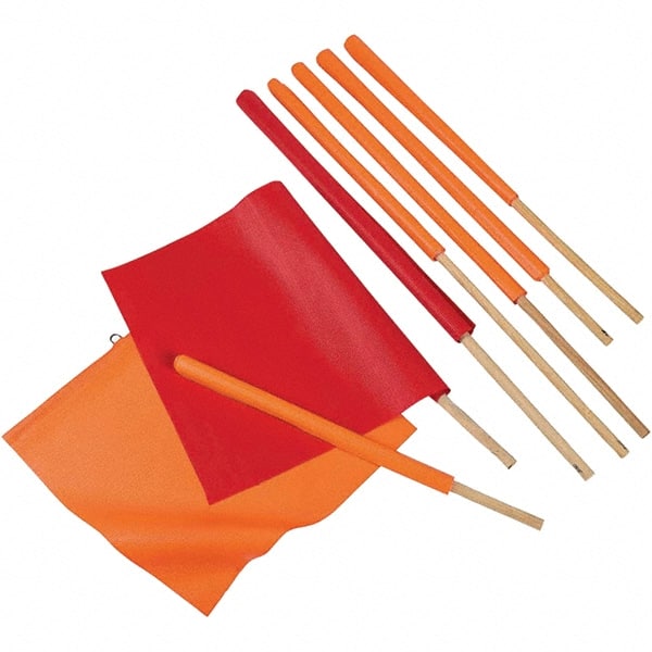 PRO-SAFE - 1 100-Piece 16 x 18" Red-Orange Vinyl Flags - Exact Tooling