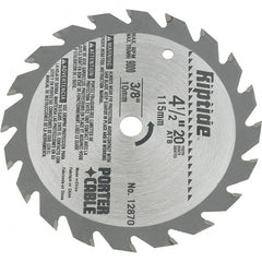 Porter-Cable - 4-1/2" Diam, 3/8" Arbor Hole Diam, 20 Tooth Wet & Dry Cut Saw Blade - Carbide-Tipped, Ripping Action, Standard Round Arbor - Exact Tooling