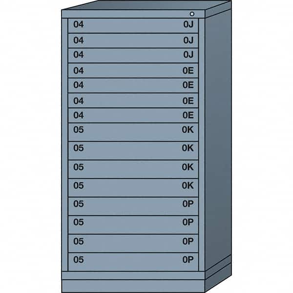 Lyon - 15 Drawer, Standard Eye-Level - Multiple Drawer Access Cabinet - Steel, 30" Wide x 28-1/4" Deep x 59-1/4" High, Dove Gray - Exact Tooling