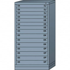 Lyon - 15 Drawer, Standard Eye-Level - Multiple Drawer Access Cabinet - Steel, 30" Wide x 28-1/4" Deep x 59-1/4" High, Dove Gray - Exact Tooling