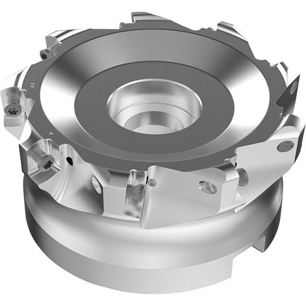 Seco - 9 Inserts, 67mm Cutter Diam, 1.8mm Max Depth of Cut, Indexable High-Feed Face Mill - 27mm Arbor Hole Diam, 0.4882" Keyway Width, 50mm High, R220.21-LP09 Toolholder, LPKT09 Inserts, Series High Feed - Exact Tooling