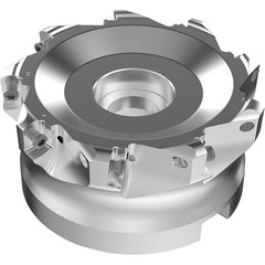 Seco - 9 Inserts, 67mm Cutter Diam, 1.8mm Max Depth of Cut, Indexable High-Feed Face Mill - 27mm Arbor Hole Diam, 0.4882" Keyway Width, 50mm High, R220.21-LP09 Toolholder, LPKT09 Inserts, Series High Feed - Exact Tooling