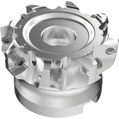 Seco - 8 Inserts, 53.1mm Cutter Diam, 1.8mm Max Depth of Cut, Indexable High-Feed Face Mill - 27mm Arbor Hole Diam, 0.4882" Keyway Width, 50mm High, R220.21-LP09 Toolholder, LPKT09 Inserts, Series High Feed - Exact Tooling