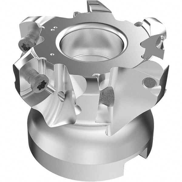 Seco - 6 Inserts, 37mm Cutter Diam, 1.8mm Max Depth of Cut, Indexable High-Feed Face Mill - 22mm Arbor Hole Diam, 0.4094" Keyway Width, 40mm High, R220.21-LP09 Toolholder, LPKT09 Inserts, Series High Feed - Exact Tooling