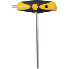Wiha - 3/16" Hex, T-Handle Cushion Grip, Ball End Hex Key - 6-7/8" OAL, Dual Composite, Inch System of Measurement - Exact Tooling