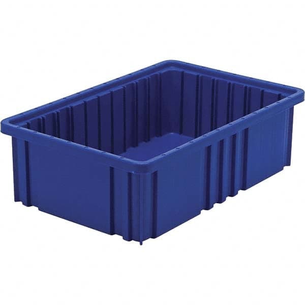 Quantum Storage - 40 Lb Load Capacity Blue Polypropylene Dividable Container - Stacking, 5" Long x 10.9" Wide x 16-1/2" High - Exact Tooling
