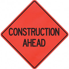 PRO-SAFE - "Construction Ahead," 48" Wide x 48" High Vinyl Traffic Control Sign - Exact Tooling