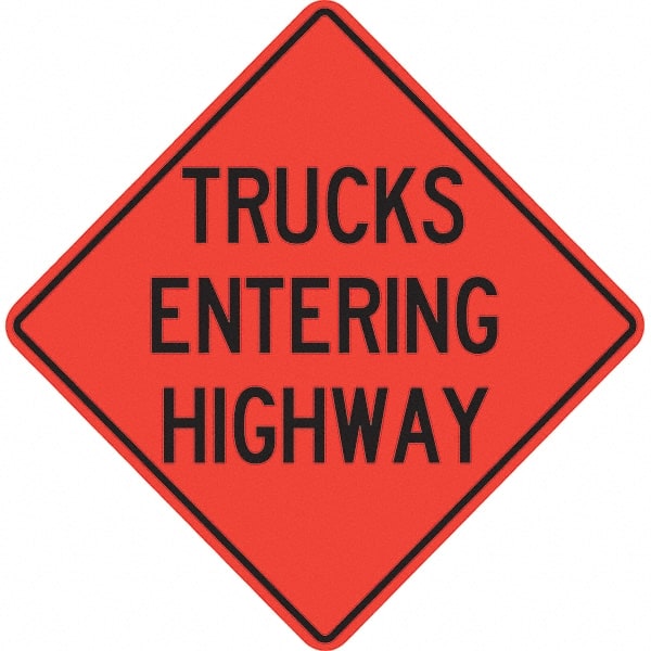 PRO-SAFE - "Trucks Entering Highway," 36" Wide x 36" High Vinyl Traffic Control Sign - Exact Tooling