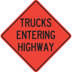 PRO-SAFE - "Trucks Entering Highway," 36" Wide x 36" High Vinyl Traffic Control Sign - Exact Tooling