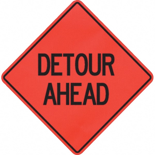 PRO-SAFE - "Detour Ahead," 48" Wide x 48" High Vinyl Traffic Control Sign - Exact Tooling