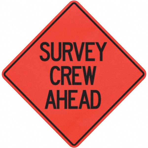 PRO-SAFE - "Survey Crew Ahead," 36" Wide x 36" High Vinyl Traffic Control Sign - Exact Tooling