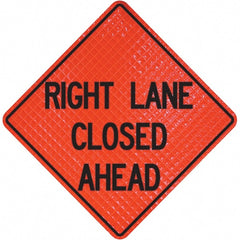 PRO-SAFE - "Right Lane Closed Ahead," 48" Wide x 48" High Vinyl Traffic Control Sign - Exact Tooling