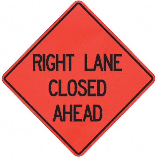 PRO-SAFE - "Right Lane Closed Ahead," 36" Wide x 36" High Vinyl Traffic Control Sign - Exact Tooling