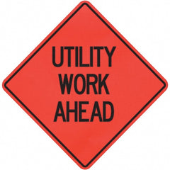 PRO-SAFE - "Utility Work Ahead," 36" Wide x 36" High Vinyl Traffic Control Sign - Exact Tooling
