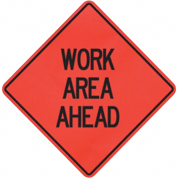 PRO-SAFE - "Work Area Ahead," 36" Wide x 36" High Vinyl Traffic Control Sign - Exact Tooling