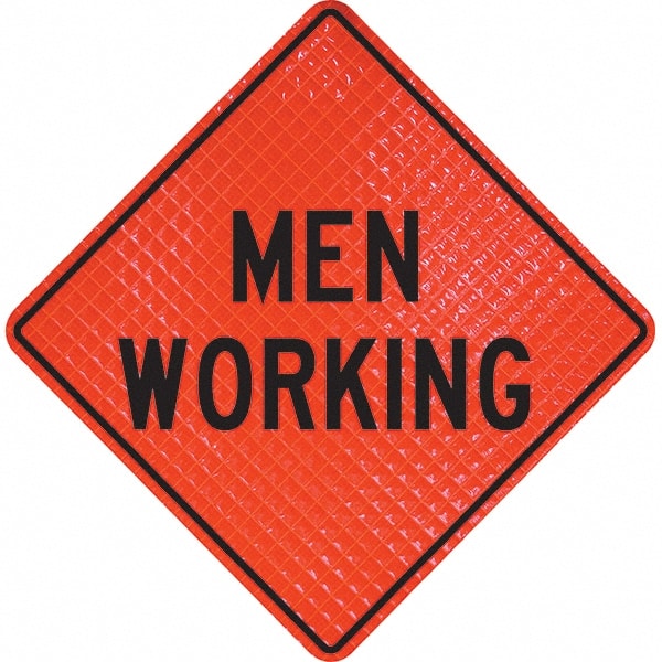 PRO-SAFE - "Men Working," 36" Wide x 36" High Vinyl Traffic Control Sign - Exact Tooling