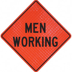 PRO-SAFE - "Men Working," 36" Wide x 36" High Vinyl Traffic Control Sign - Exact Tooling