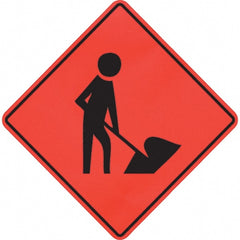 PRO-SAFE - Worker Digging, 48" Wide x 48" High Vinyl Traffic Control Sign - Exact Tooling