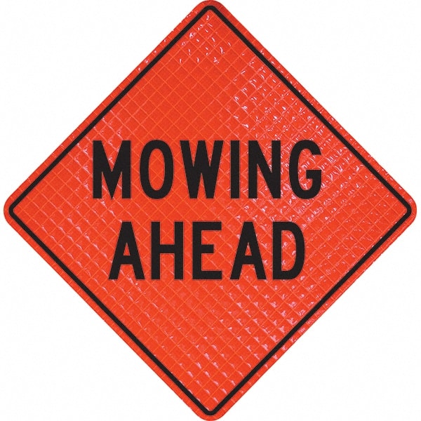 PRO-SAFE - "Mowing Ahead," 36" Wide x 36" High Vinyl Traffic Control Sign - Exact Tooling