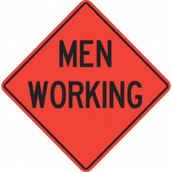 PRO-SAFE - "Men Working," 48" Wide x 48" High Vinyl Traffic Control Sign - Exact Tooling