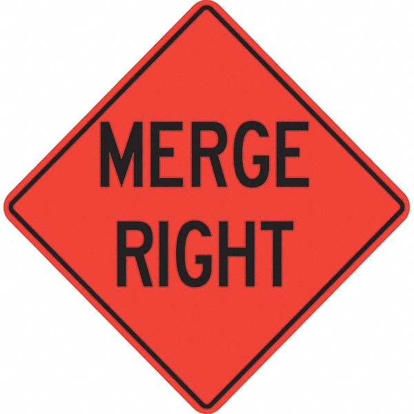 PRO-SAFE - "Merge Right," 36" Wide x 36" High Vinyl Traffic Control Sign - Exact Tooling