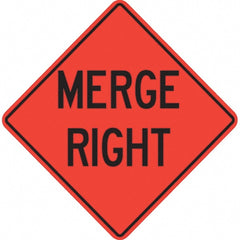 PRO-SAFE - "Merge Right," 36" Wide x 36" High Vinyl Traffic Control Sign - Exact Tooling
