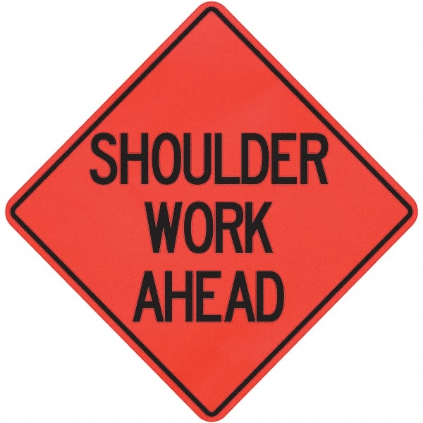 PRO-SAFE - "Shoulder Work Ahead," 36" Wide x 36" High Vinyl Traffic Control Sign - Exact Tooling