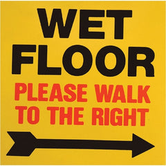 PRO-SAFE - Wet Floor Walk To The Right, 8" Wide x 8" High, Polypropylene Square Floor Sign - Exact Tooling