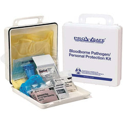 PRO-SAFE - Personal Protection Bloodborne Pathogen Kit - 2-3/4" Wide x 9-1/4" Deep x 9-1/4" High, Plastic Box - Exact Tooling