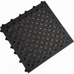 Value Collection - 18" Long x 18" Wide x 1" Thick, Anti-Fatigue Modular Matting Anti-Fatigue Flooring - 2 Interlocking Sides, Black, For Dry & Wet Areas - Exact Tooling